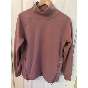 Athleta Cozy Karma Side Zip Funnel Neck Pullover Sweatshirt Women Dogwood Mauve